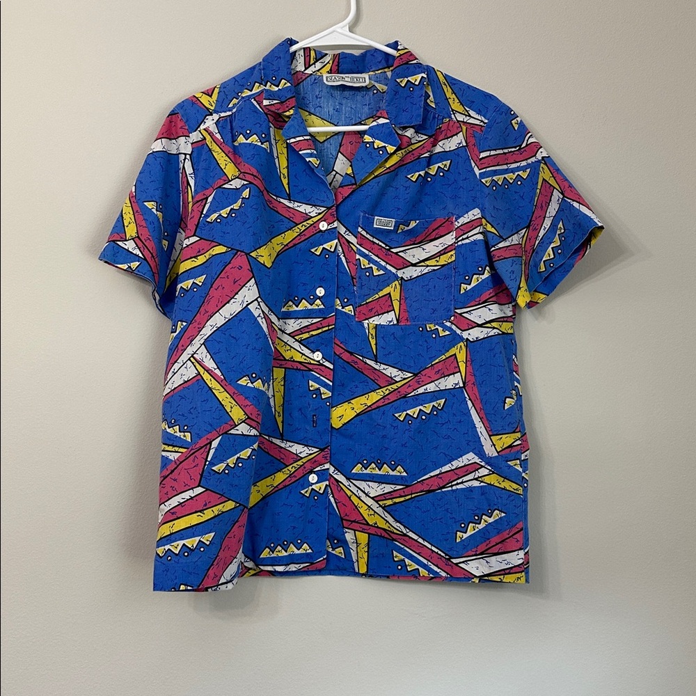 Vintage Geometric Blue Shirt- The season ticket